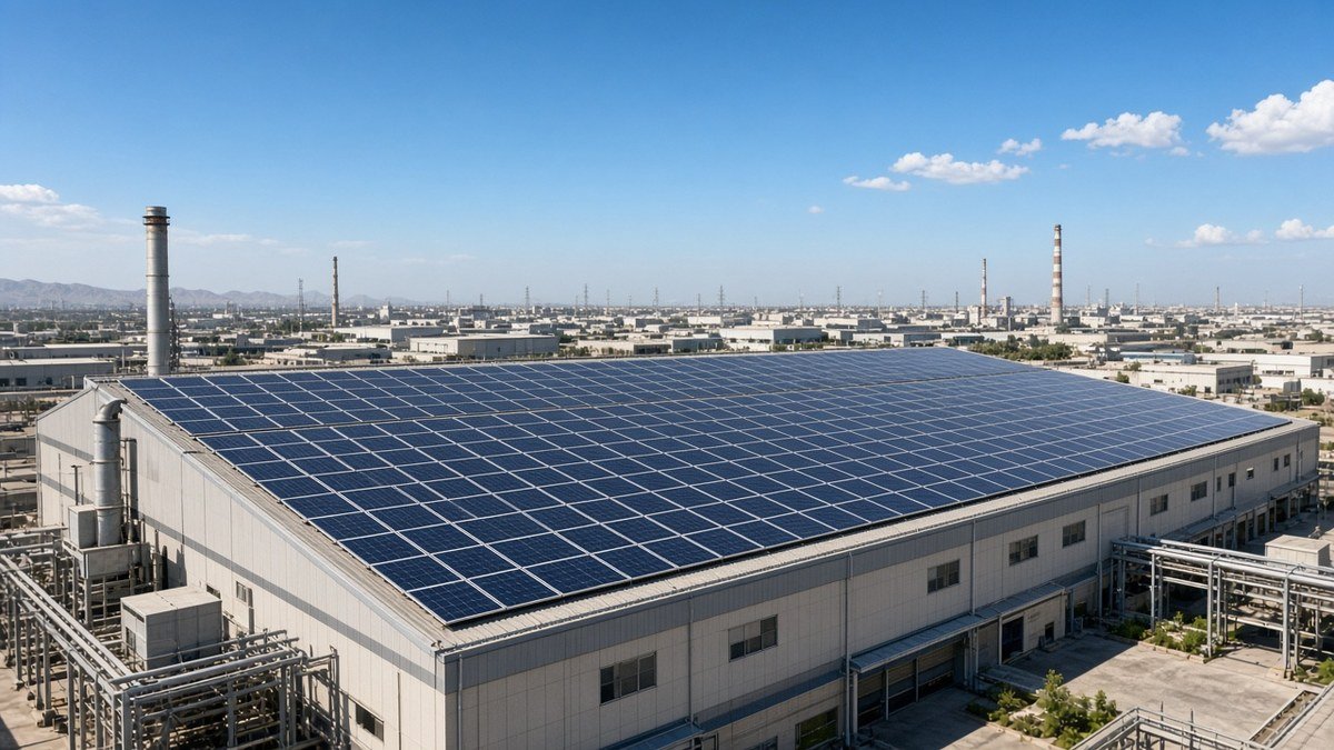 Industrial rooftop solar installation in Pakistan