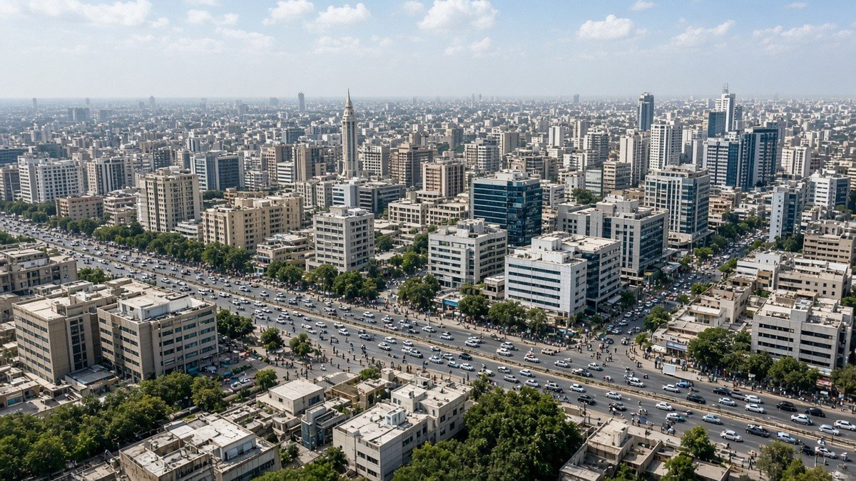 Karachi business district skyline