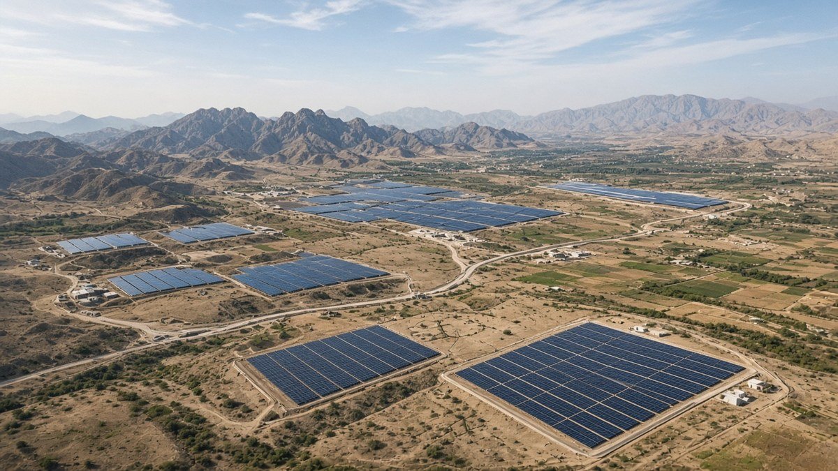 Solar panels across a landscape